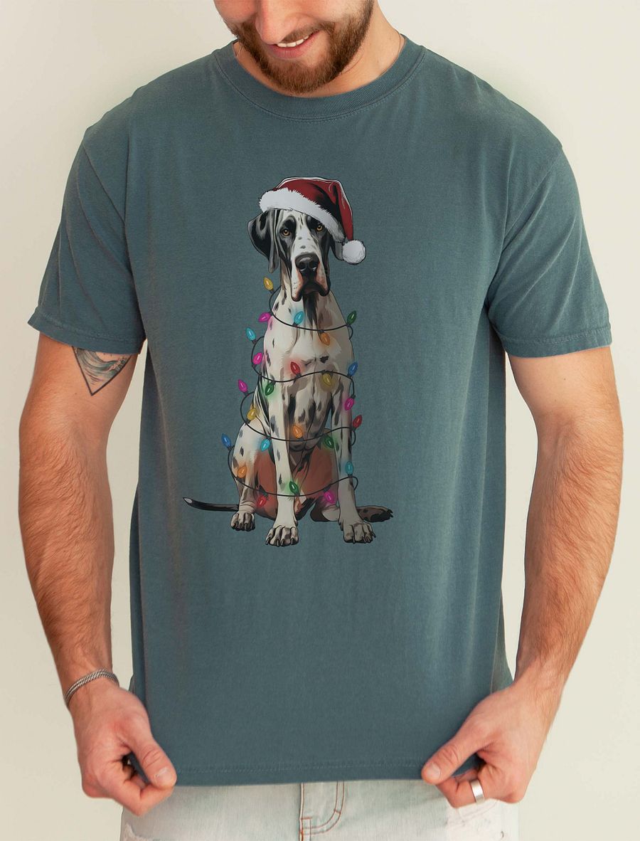 Funny Great Dane(Harlequin) Christmas T-Shirt for Great Dane Paw-rents product image (1)