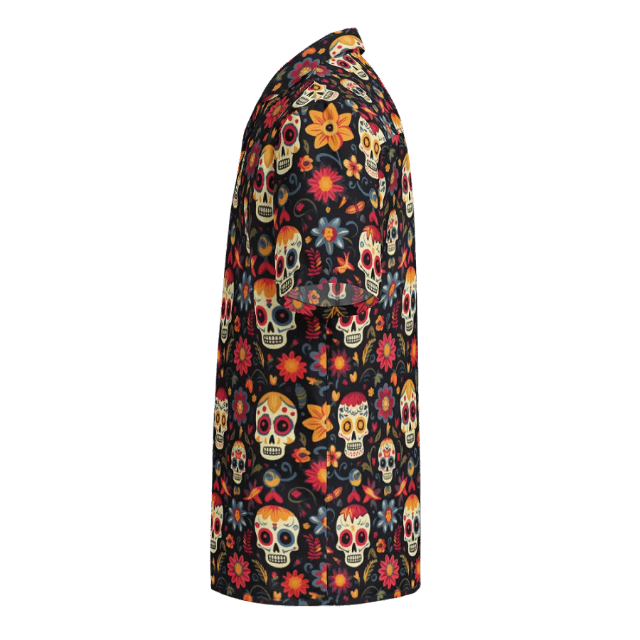 Sugar Skull Pattern-Seamless Day of the Dead Design Hawaiian Shirt product image (3)
