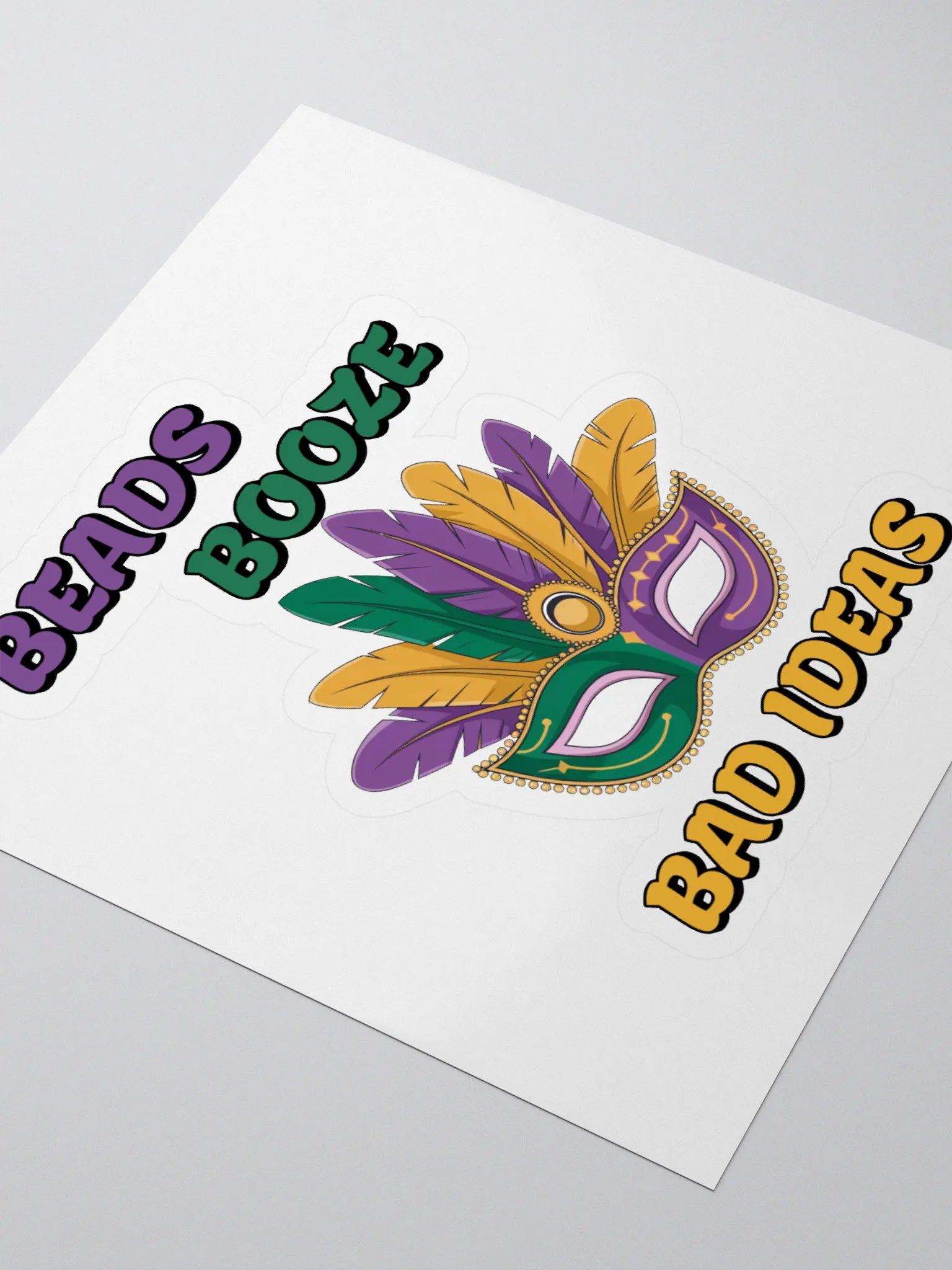 Beads, Booze And Bad Ideas - Funny Mardi Gras Sticker product image (3)