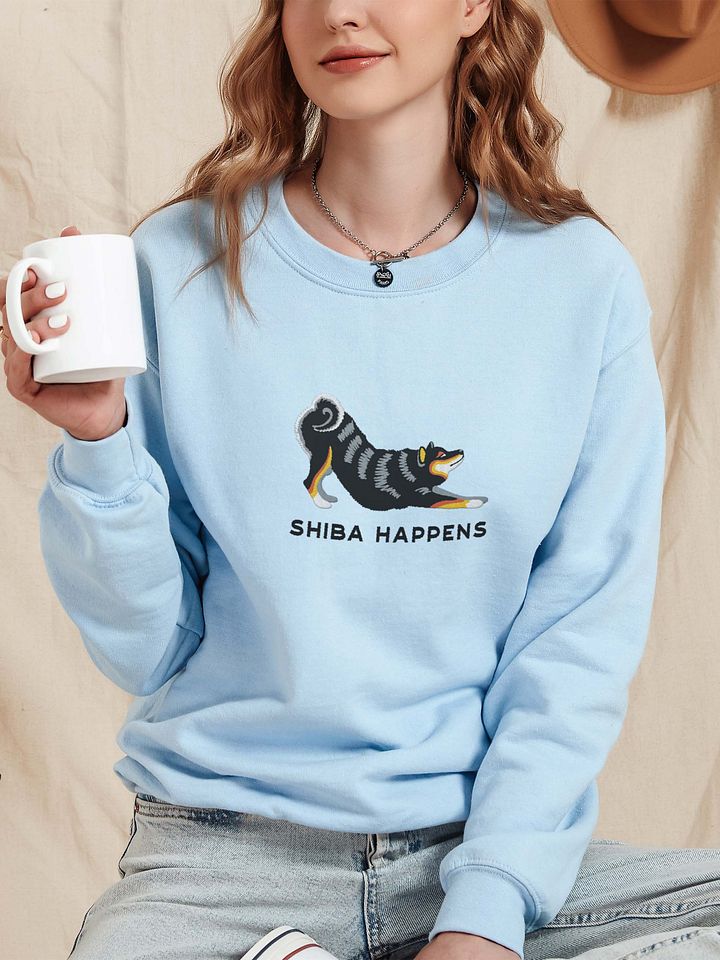 Shiba Happens Sweatshirt (Embroidered) of a Shiba Inu(Tricolor) product image (2)