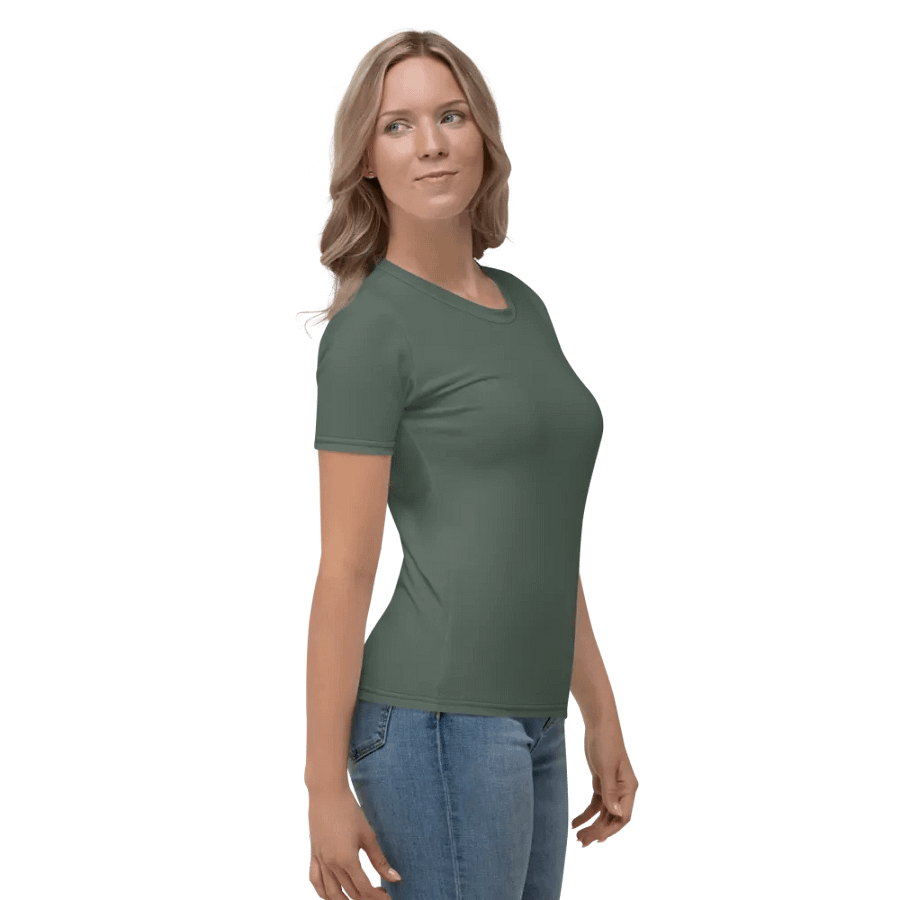 Plain Dark Sage Green Soft Summer Women's Crewneck Polyester Heavyweight Premium T-Shirt by Treasure Pie product image (4)