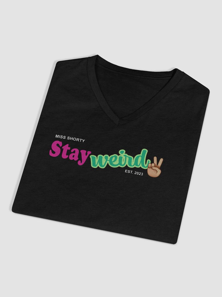 Stay Weird with a Peace Sign V Neck T product image (9)