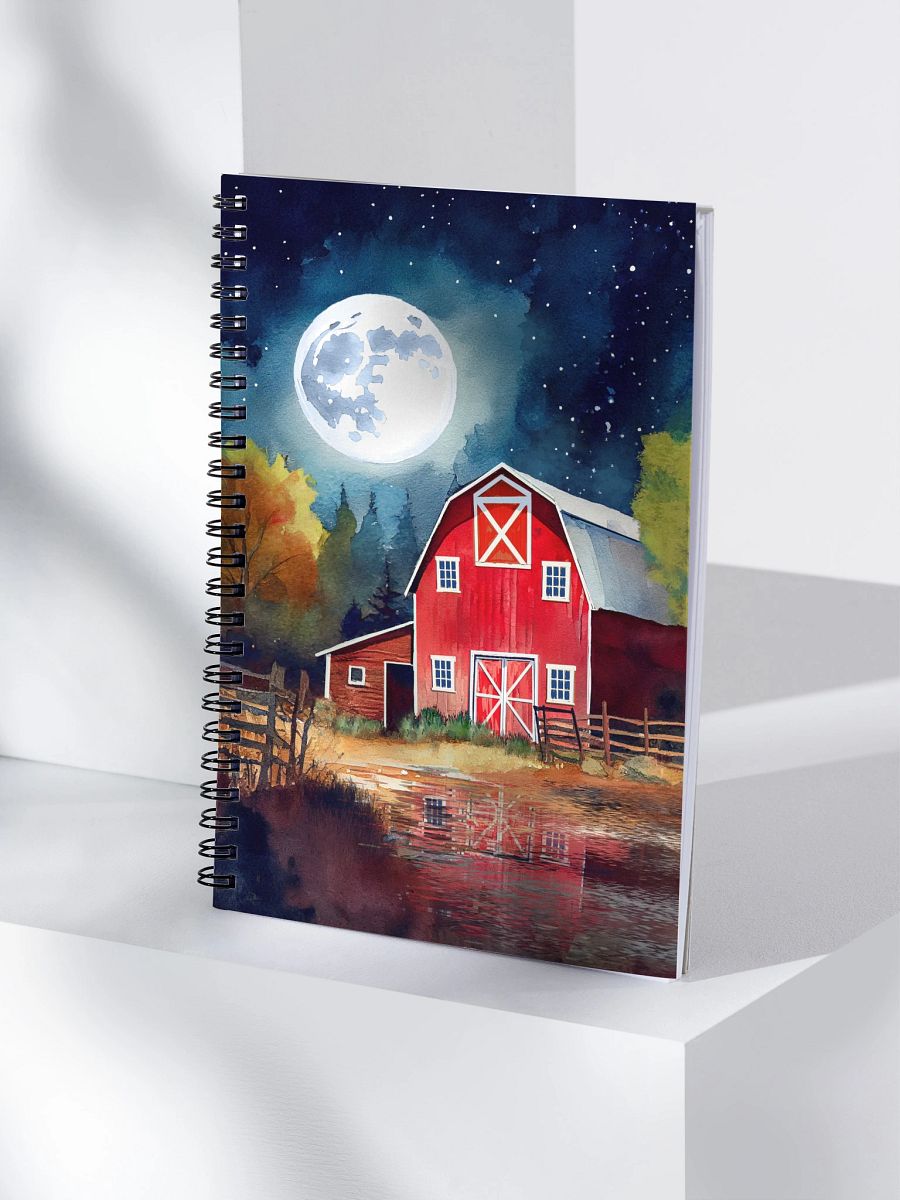 Old Red Barn under Full Moon Spiral Notebook product image (4)
