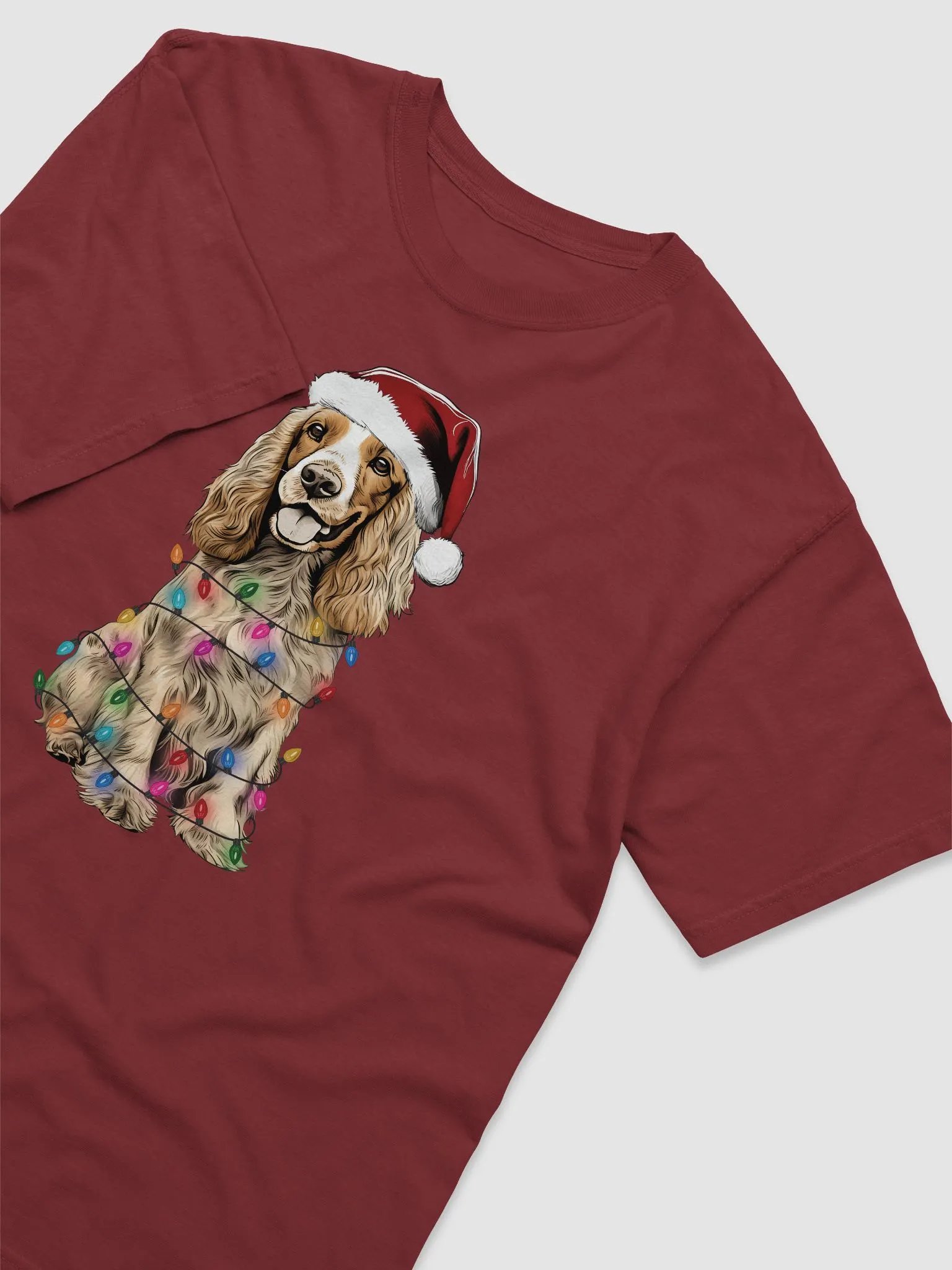 Funny Cocker Spaniel(Orange & White) Christmas T-Shirt for Cocker Spaniel Paw-rents product image (11)