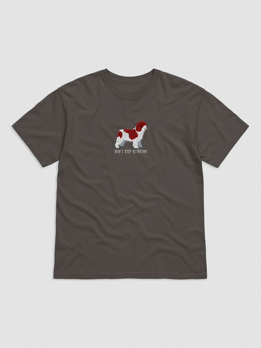 Don't Stop Retrievin' T-Shirt(Embroidered) of a Spanish Water Dog(Chocolate & White) product image (1)