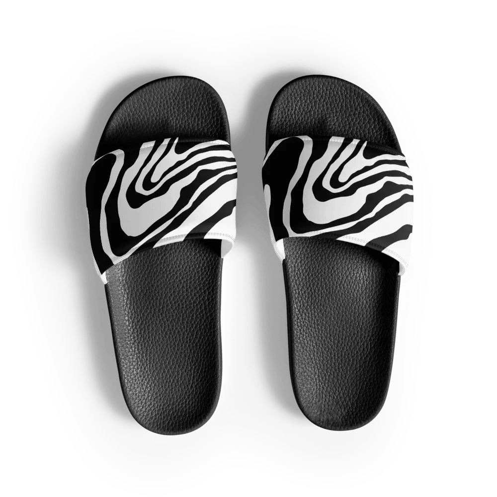 B/W Monochrome Printed Waves Men's Slides product image (12)