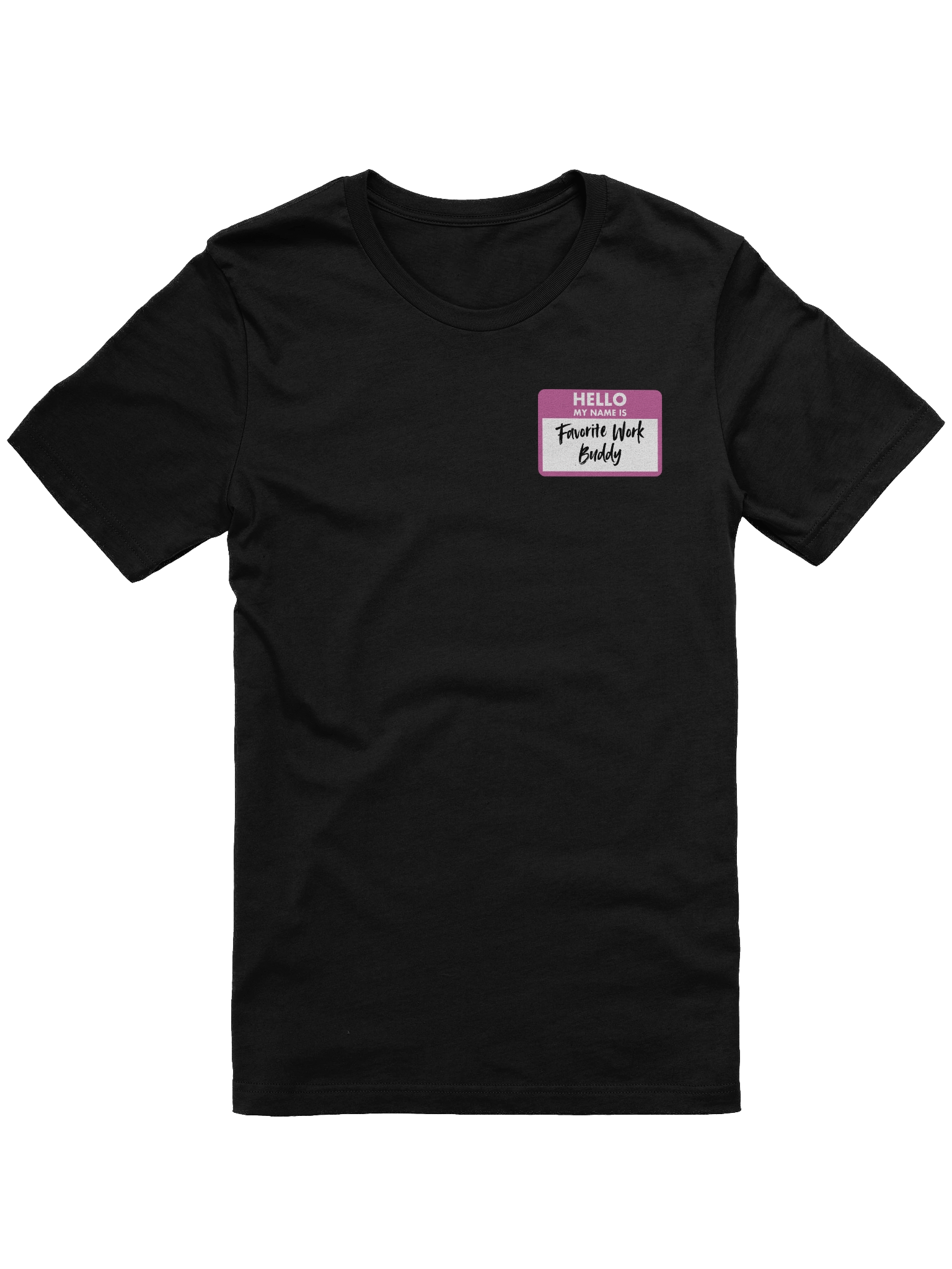 Favorite Work Buddy Name Tag T-Shirt (Pink) product image (2)
