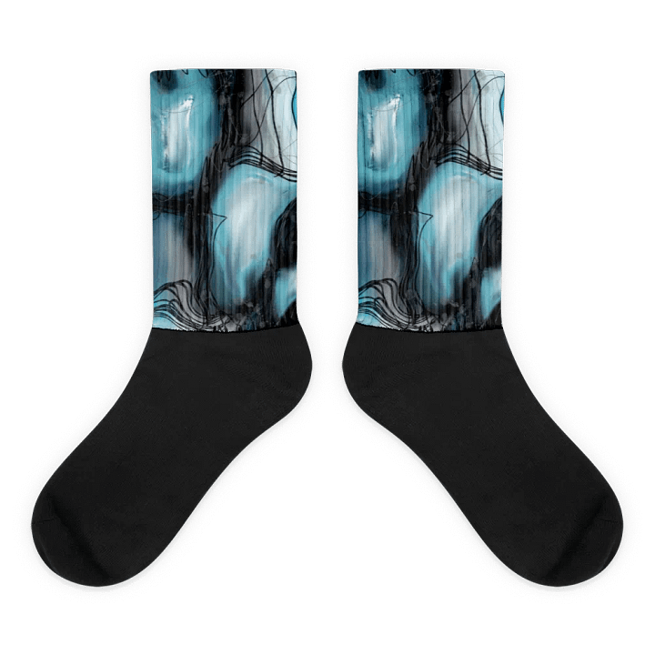 Abstract, art, socks, blue white, gray, black product image (1)