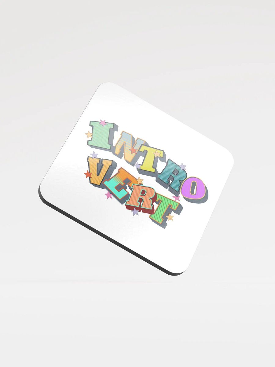 Introvert Block Letter Vibrant Cork Coaster product image (1)