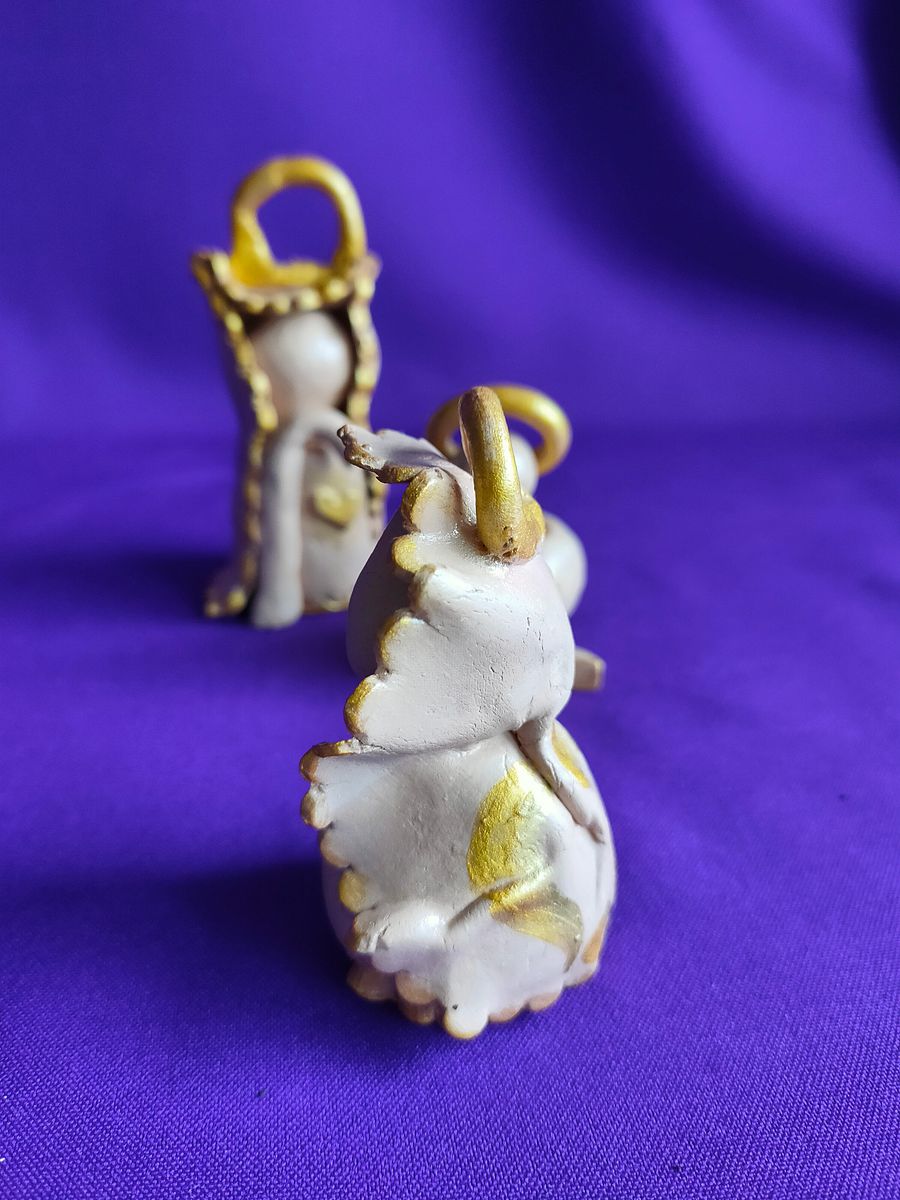 Conjunto presépio dourado de 3 peças, feita à mão, Sagrada Família elegante, decoração de Natal product image (11)