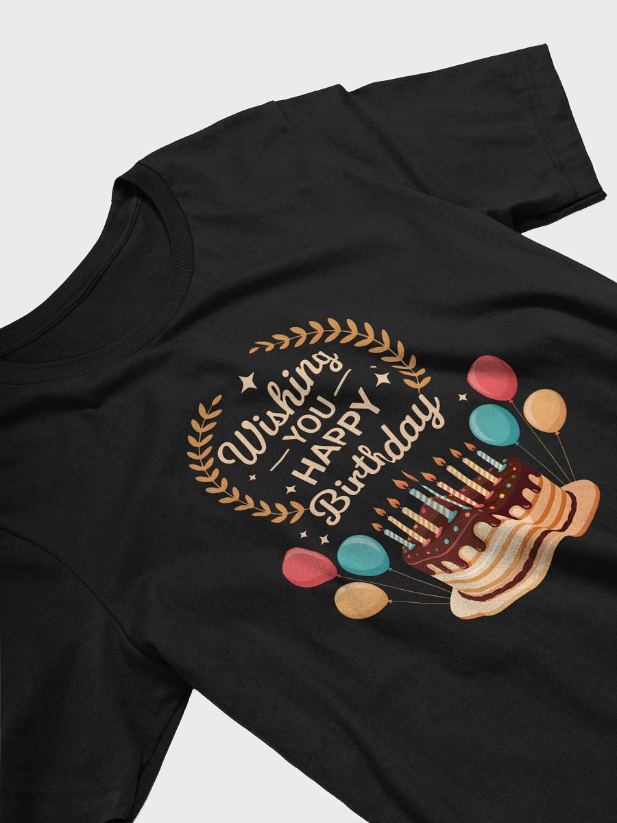 Wishing You Happy Birthday Cake And Balloons T-Shirt | Birthday Greeting Tee product image (25)