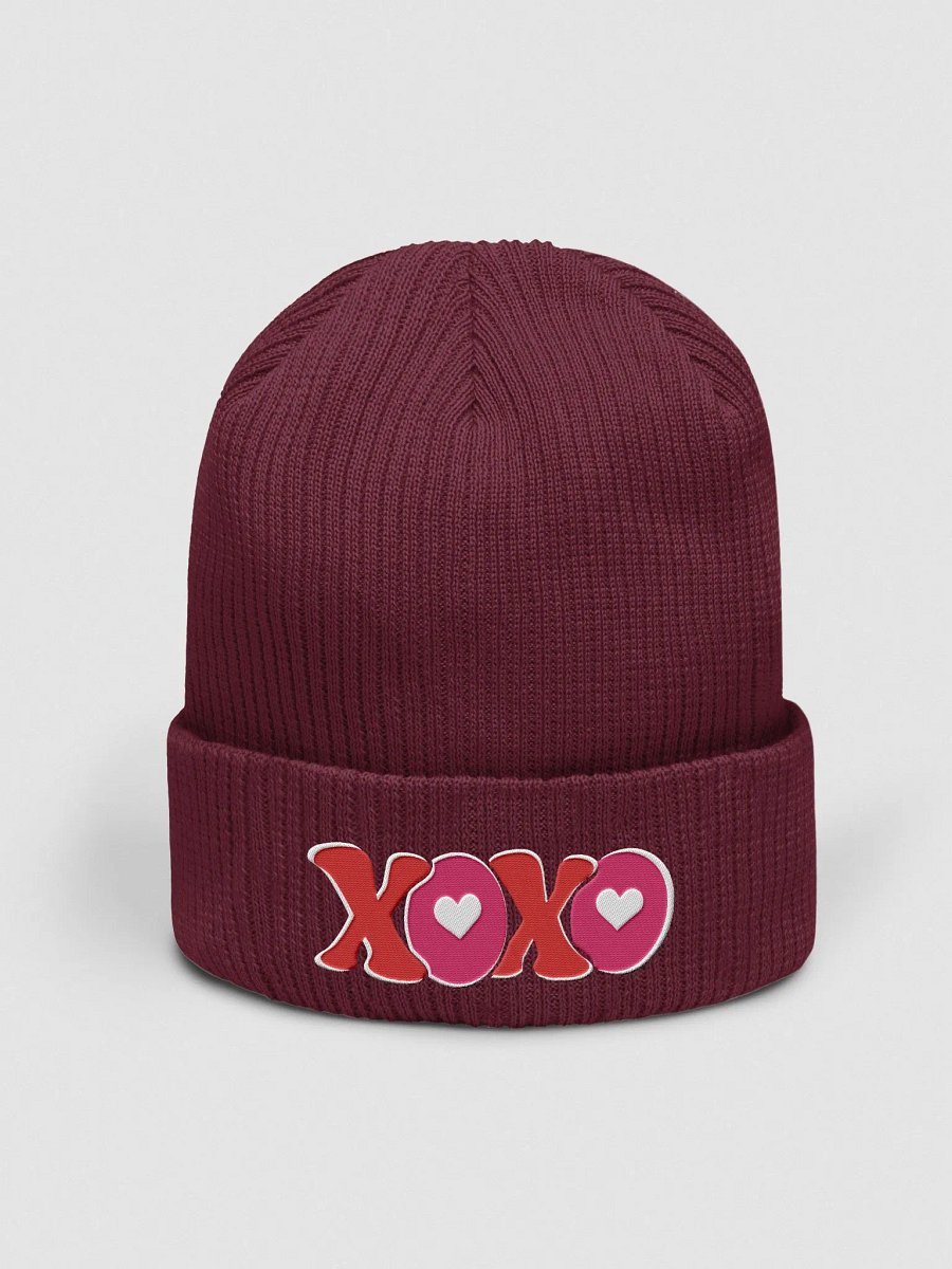 XOXO Embroidered Organic Cotton Ribbed Beanie product image (1)