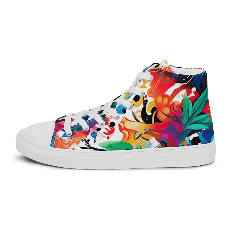 Floral Euphoria High Top Canvas Shoes _ Calceonova Streetwear _ Abstract Graffiti Tropical Explosion Design product image (10)