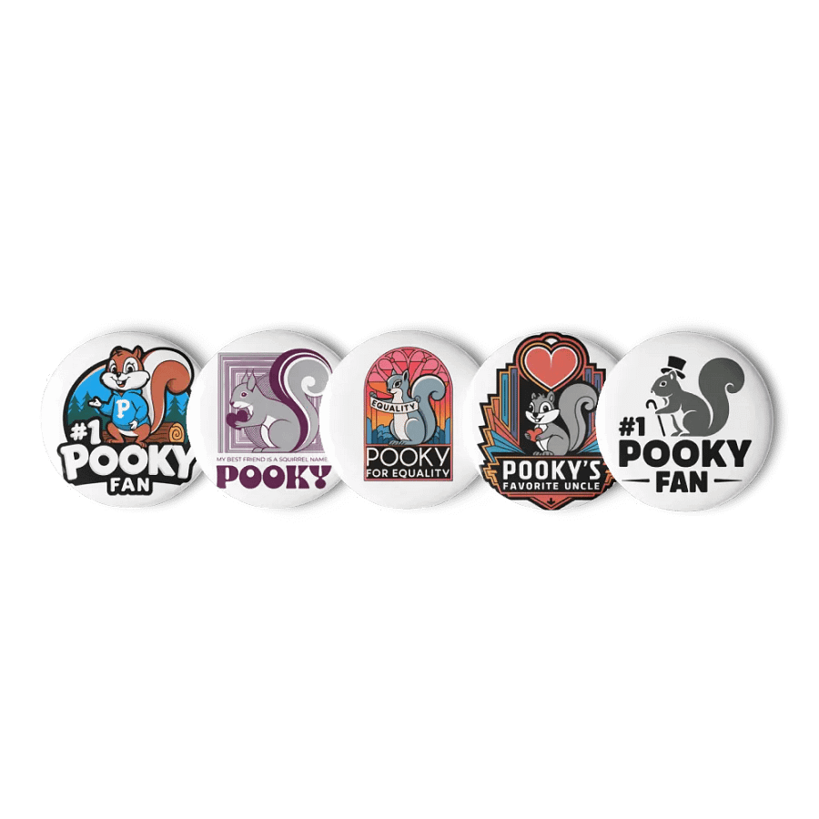 Original Pooky Artwork Buttons: Set of Five -v product image (1)