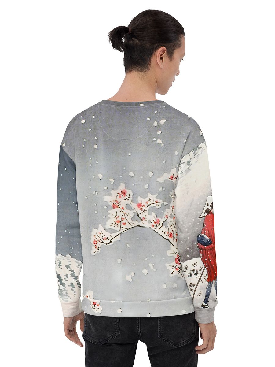 Plum Tree and Snowy Evening All-Over Print Recycled Unisex Sweatshirt product image (5)