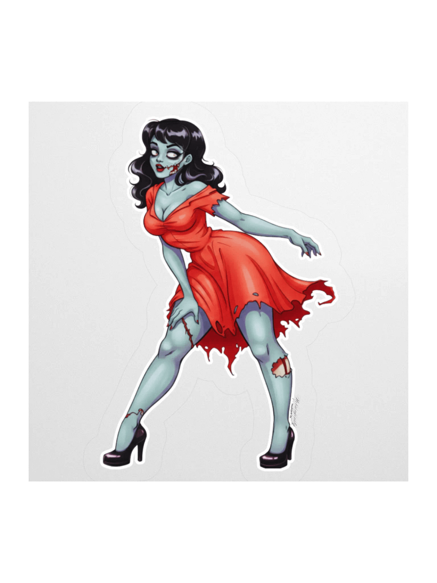 V1 Zombie Pinup Kiss Cut Stickers (Clear Edge) product image (1)