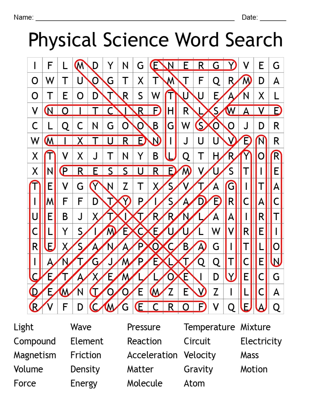 Physical Science Word Search - 24 Terms | Printable Science Puzzle product image (2)