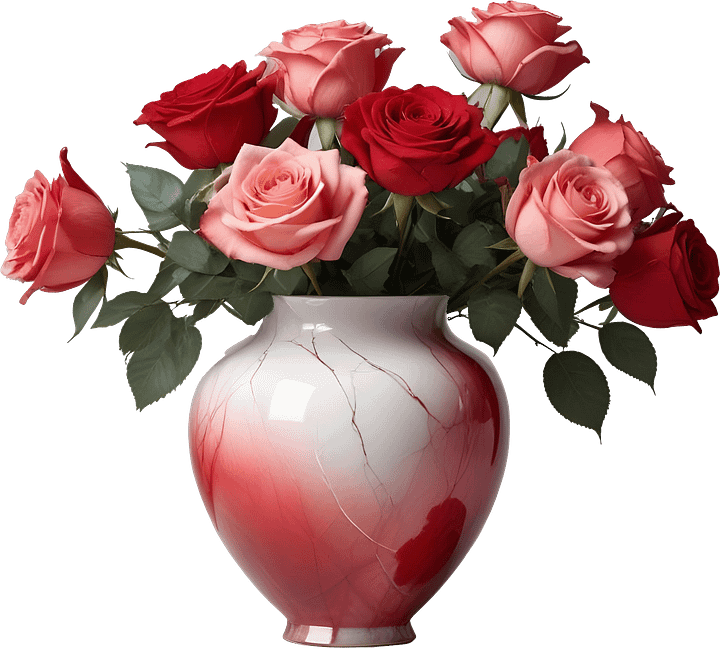 Romantic Gradient Vase with Roses - PNG product image (1)