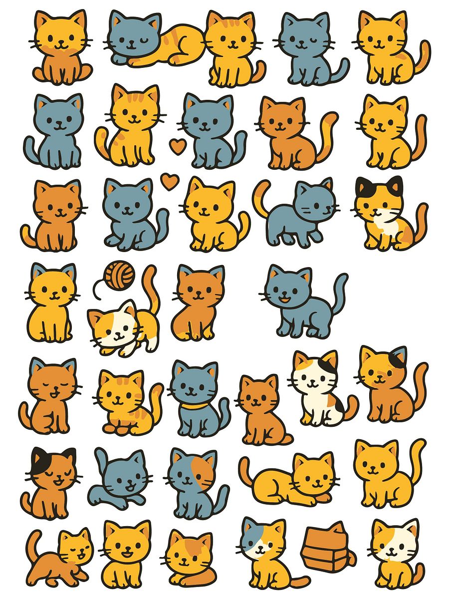 Playful Kittens Doodles – Vector Illustrator File for Creative Projects product image (7)