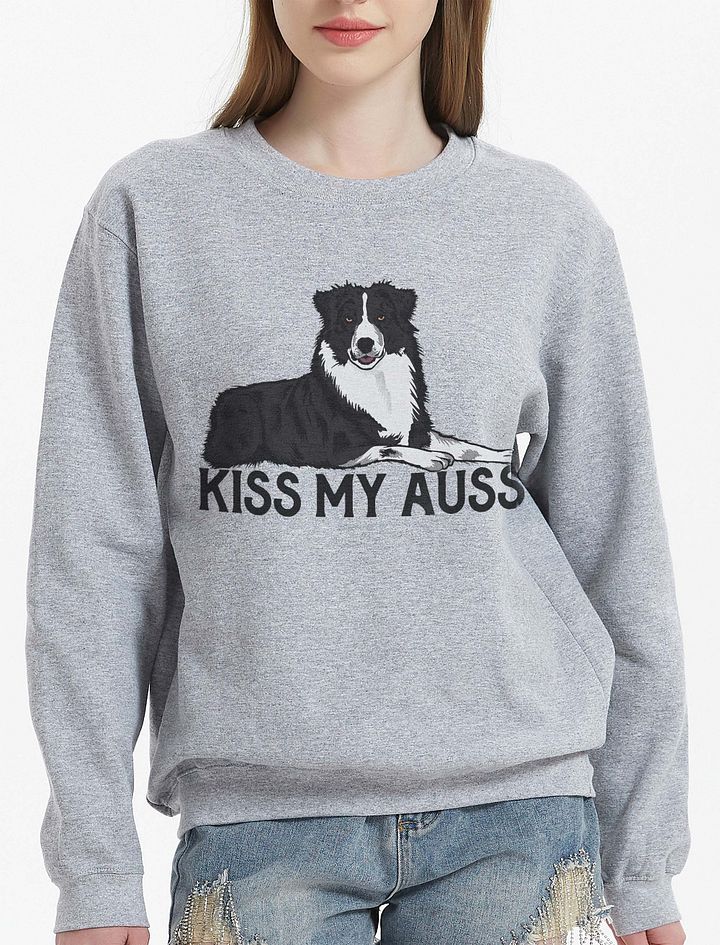 Kiss My Auss | Funny Sweatshirt for Australian Shepherd (Black and White) Dog Owners product image (21)