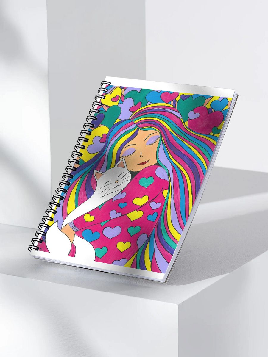 Girl with the white cat (art by Dina R.) acrylic painting picture - Spiral Notebook product image (3)