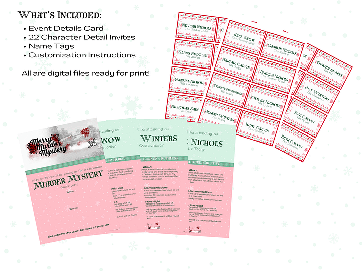 A Merry Murder Mystery - A Christmas Holiday Themed Murder Mystery - Invitations Add-On product image (2)