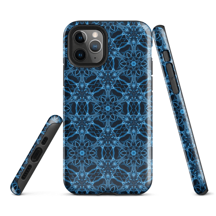 Tough Phone Case for iPhone® - Blue Hex Geometric Neural Network Pattern product image (1)