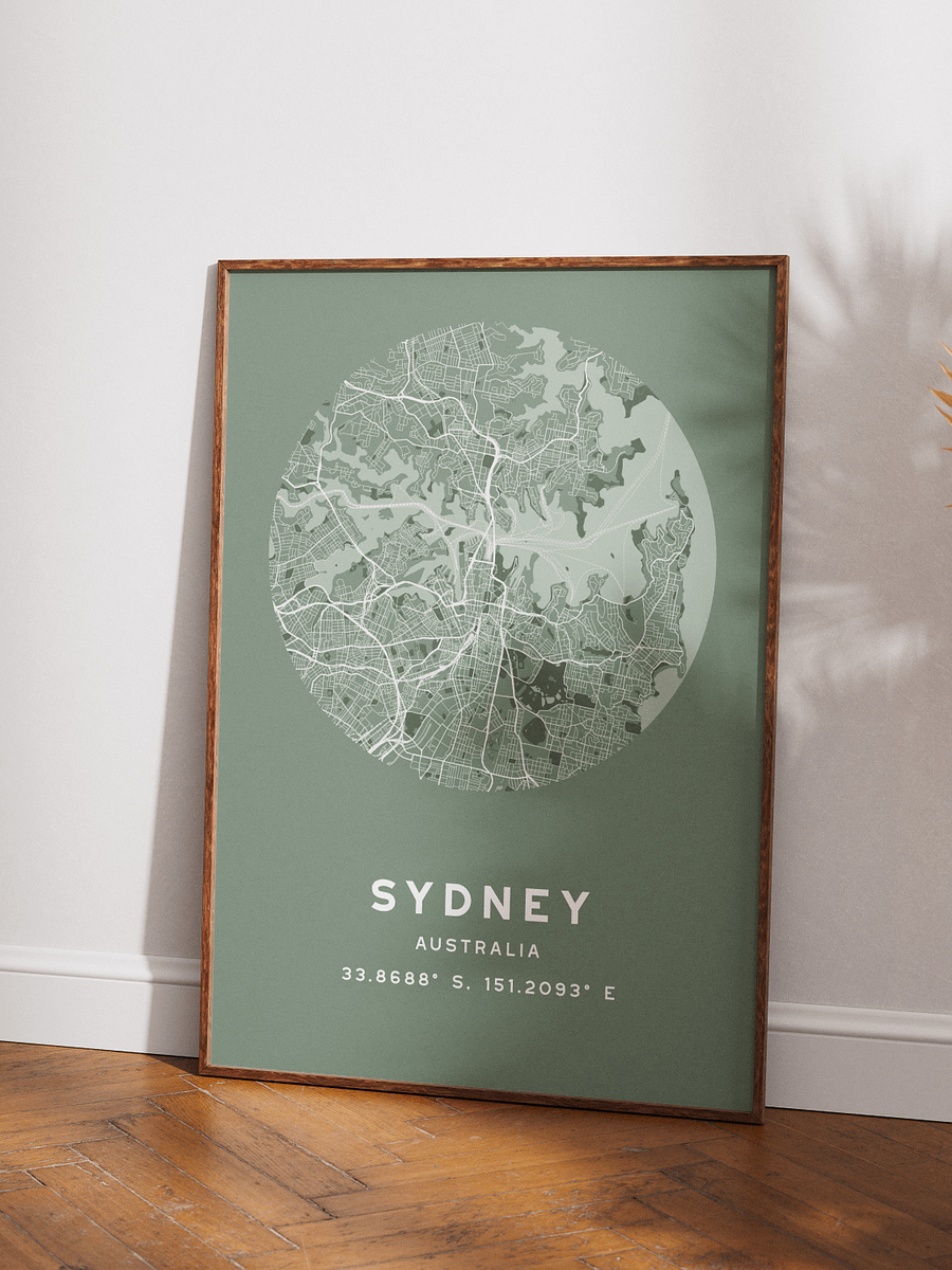 Sydney Street Map Poster – Sage Green Minimalist Circular City Art product image (3)