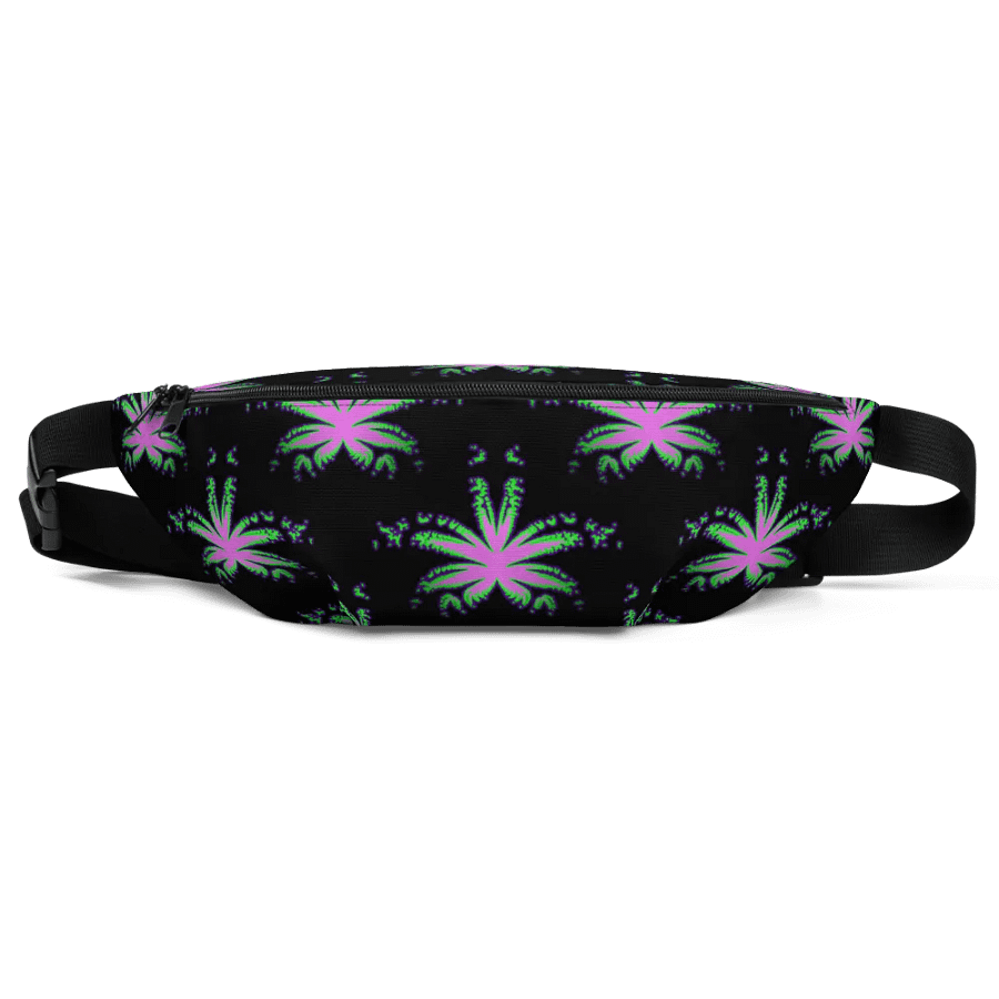 Cannabis Leaf 420 Fanny Pack, Pink Neon Green Black Stoner Bag, Weed Lover Accessory product image (1)