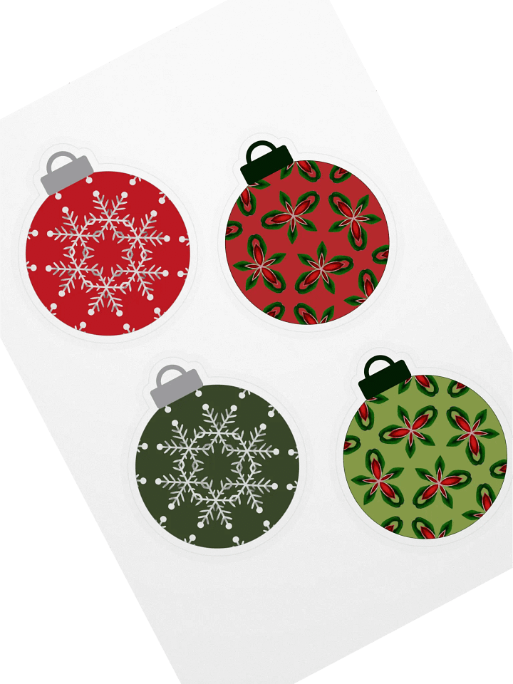 Set of 4 Christmas Ornament Stickers – Festive Holiday Decorations for Gifts and Scrapbooks product image (1)