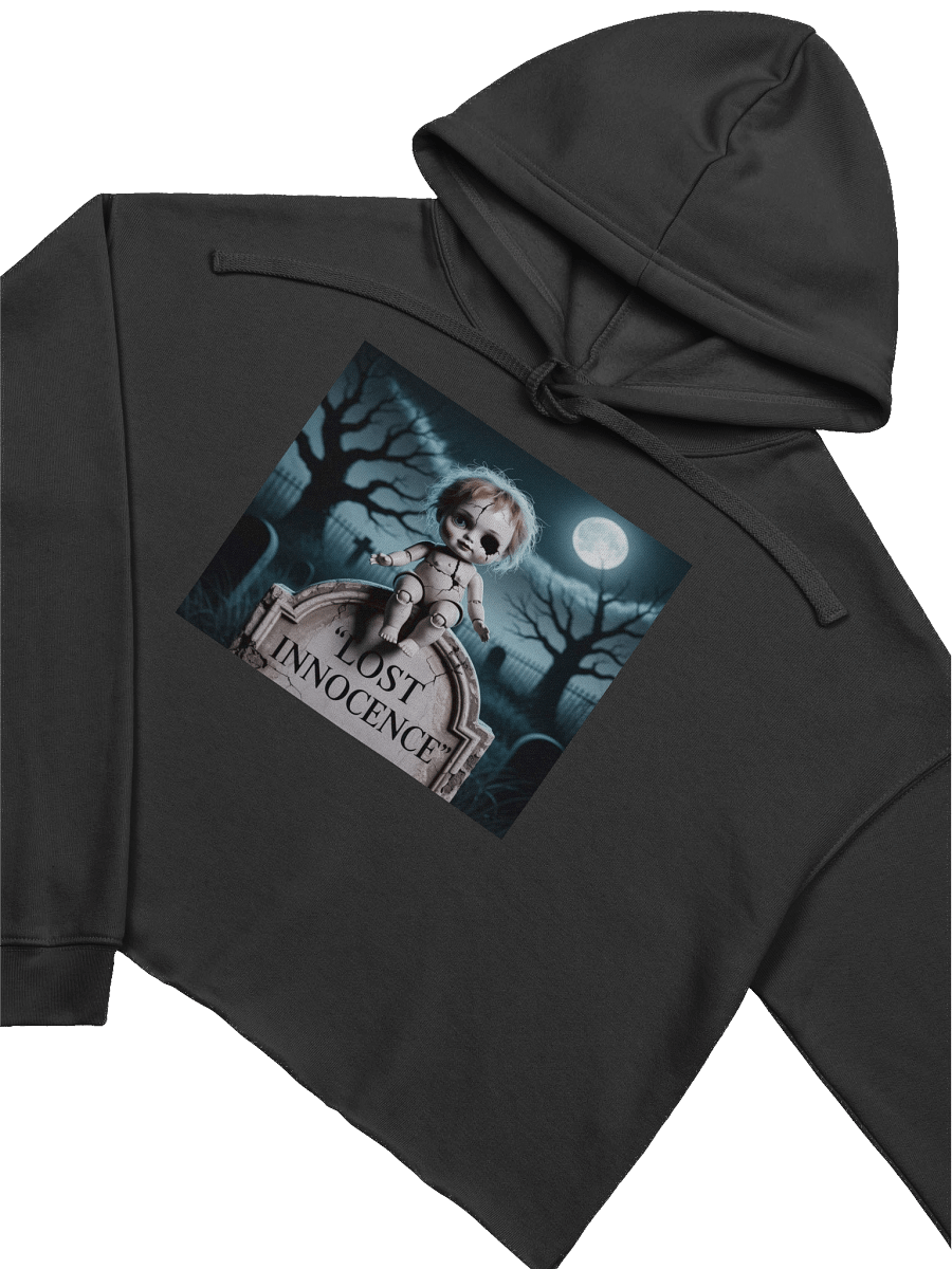 Midnight Veil Designs Gothic Women's Fleece Crop Hoodie - Eternal Night Black product image (3)