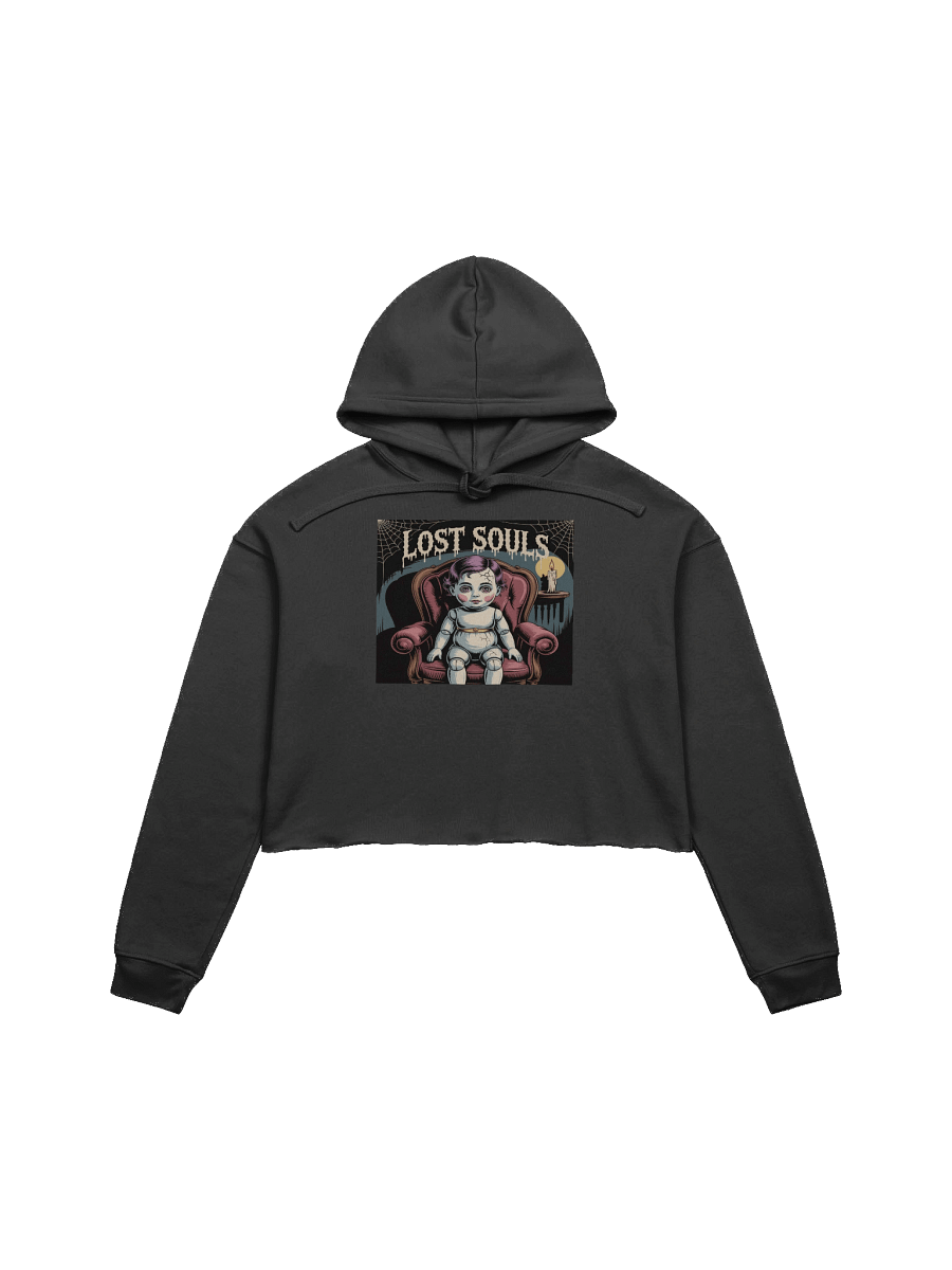 Midnight Veil Designs Women's Lost Souls Crop Hoodie - Black Gothic Fleece, Sizes S-2XL product image (1)