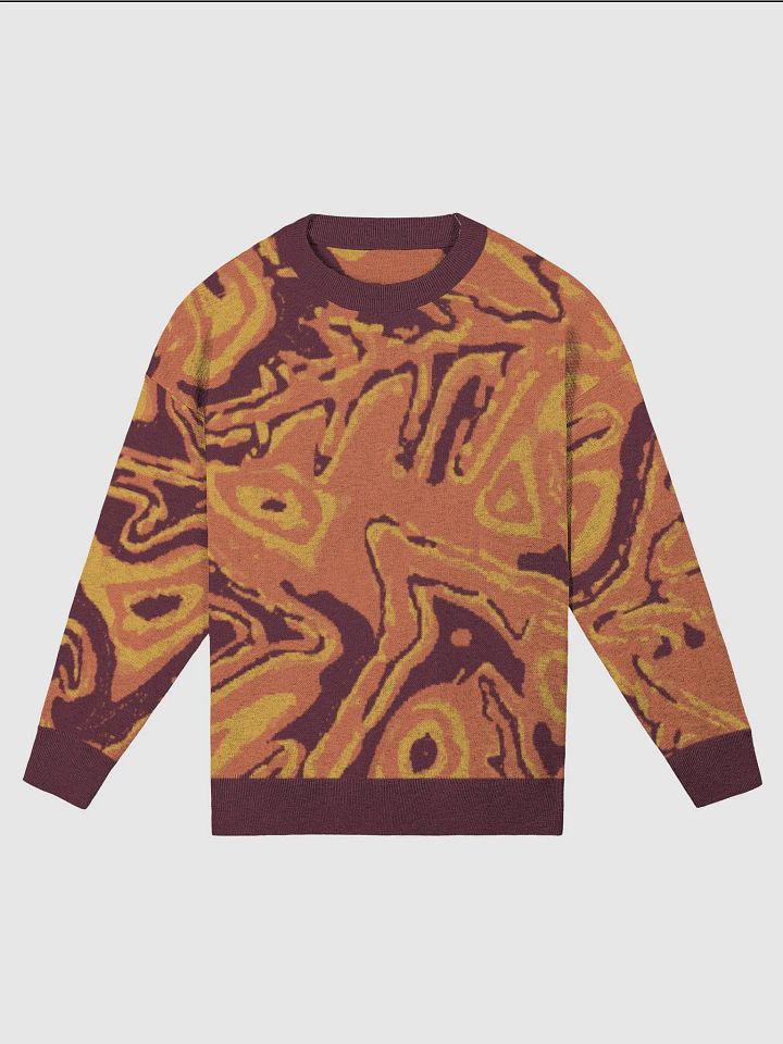 Burgundy Japanese Fiery Abstract Knitted Relaxed Sweater product image (1)