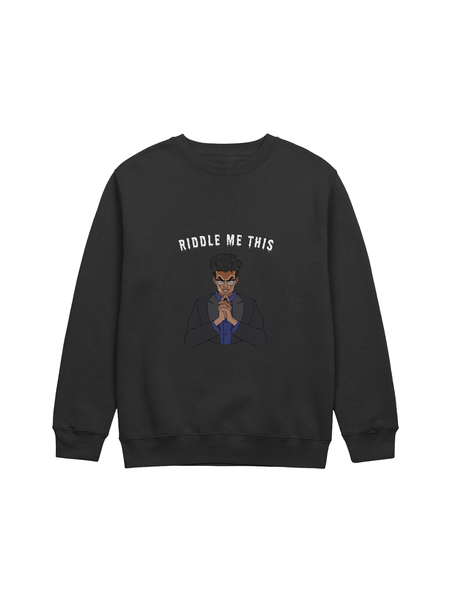 RIDDLE ME THIS SWEATER WHITE TEXT product image (1)