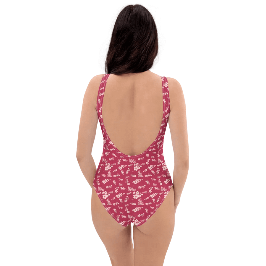 Cherry Blossoms on Magenta One-Piece Adult Swimsuit product image (3)