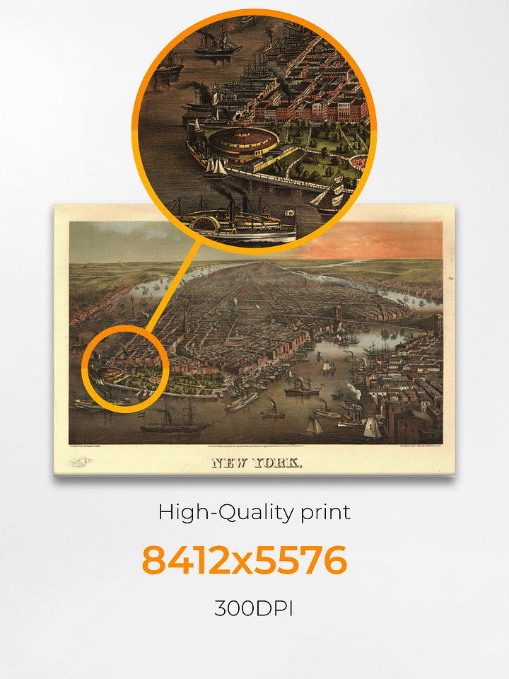 New York City 1878 Canvas Print – Hand-Drawn Historic City Map product image (2)