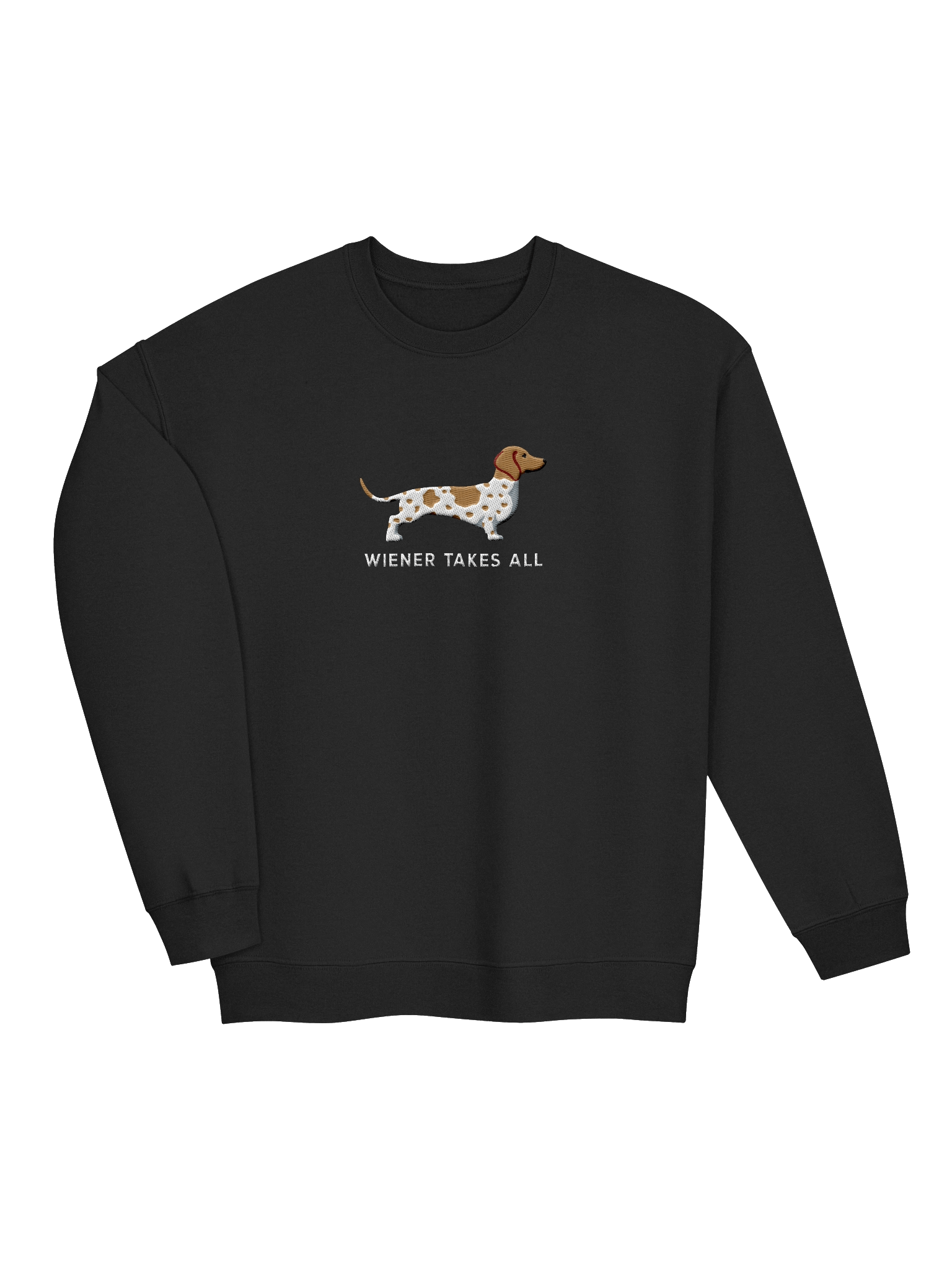 Wiener Takes All Sweatshirt (Embroidered) of a Dachshund(Piebald Brown) product image (16)