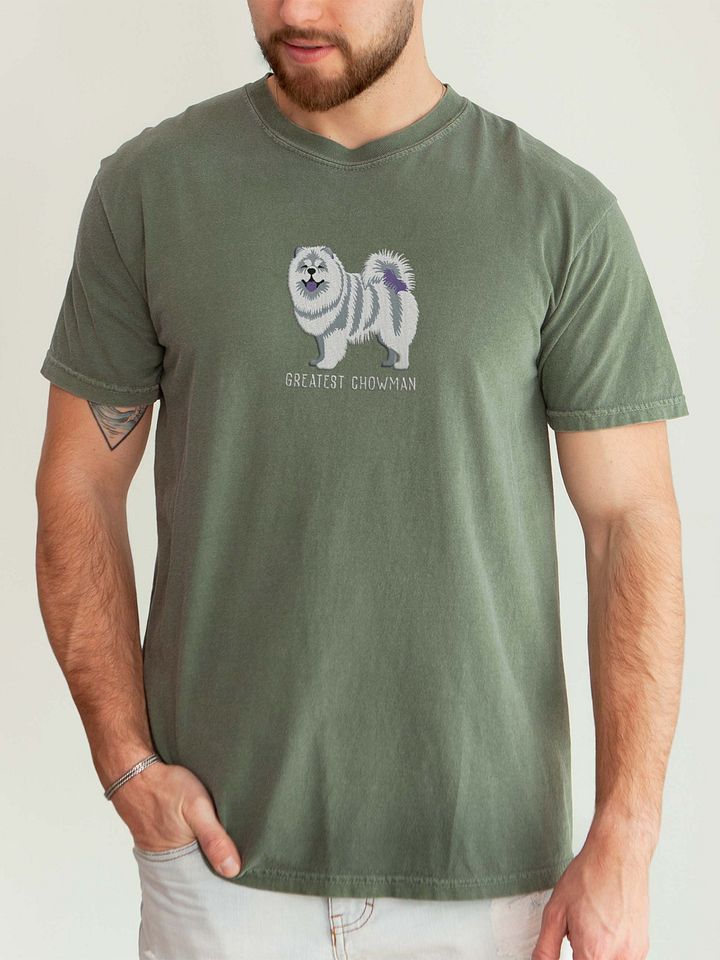Greatest Chowman T-Shirt(Embroidered) of a Chow Chow(White) product image (2)