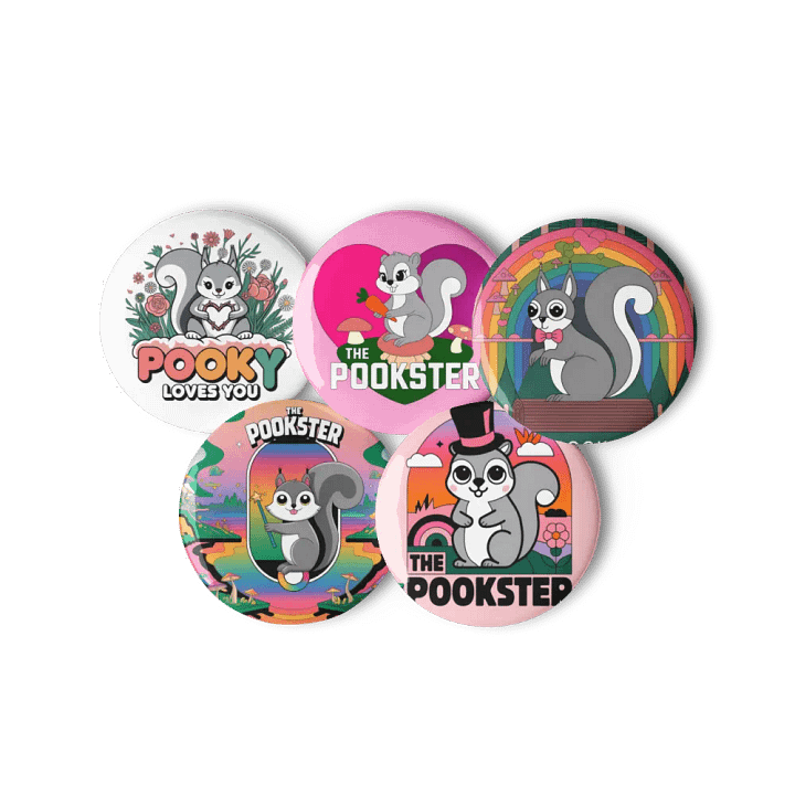 Original Pooky Artwork Buttons: Set of Five -h product image (3)