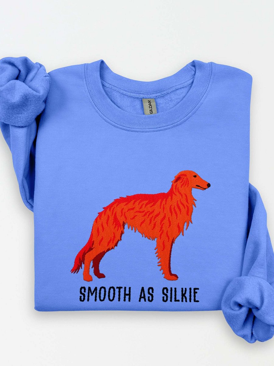 Smooth as Silkie Sweatshirt (Embroidered) of a Silken Windhound(Red) product image (1)