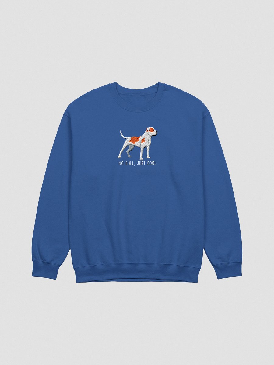 No Bull, Just Cool Sweatshirt (Embroidered) of an American Bulldog(Red & White) product image (10)