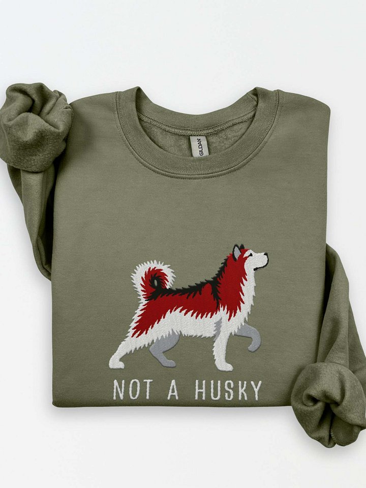 Not a Husky Sweatshirt (Embroidered) of an Alaskan Malamute(Red & White) product image (1)