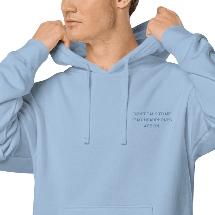 L.C. HEADPHONES ON (aqua) embroidered pigment hoodie product image (1)