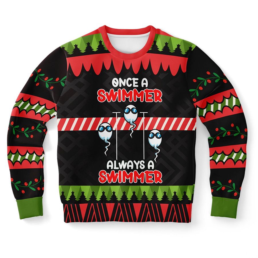 "Once A Swimmer.." Christmas Sweater | Funny Adult Holiday Sweatshirt | Biology Humor Winter Outfit | Sperm Cell Party Outfit product image (9)