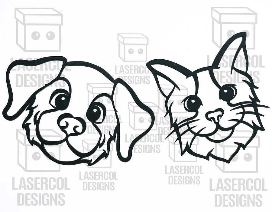 Cute Dog and Cat Wall Art - Laser Cut Files product image (6)