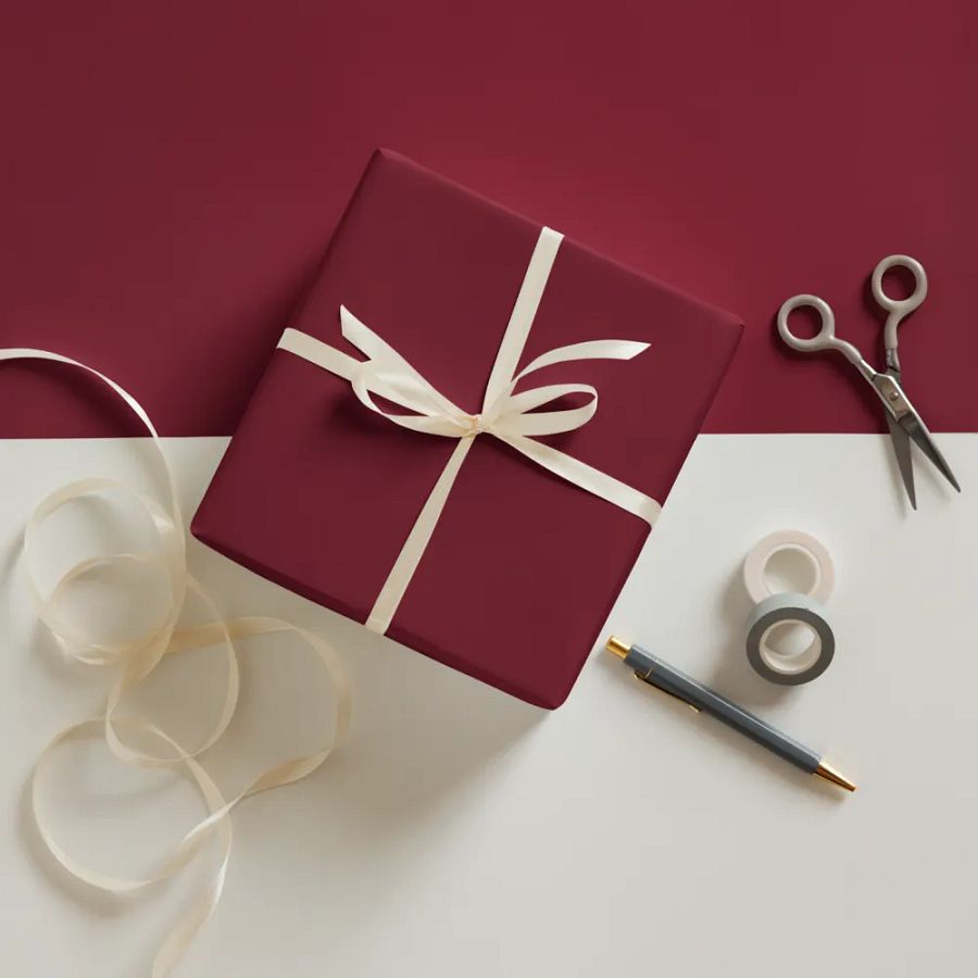 Mixed (Pink, Burgundy, Green) Solid Holiday Christmas Wrapping Paper Sheets (3) product image (6)