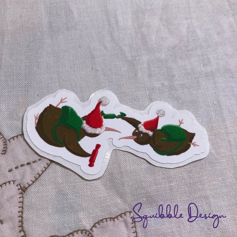 Vinyl Sticker - Skydiving Christmas Kiwis
