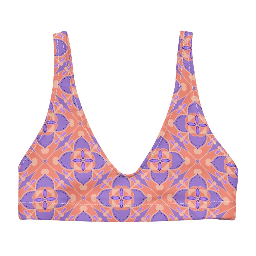 Pastel Orange and Mauve Pattern Padded Bikini Top product image (4)