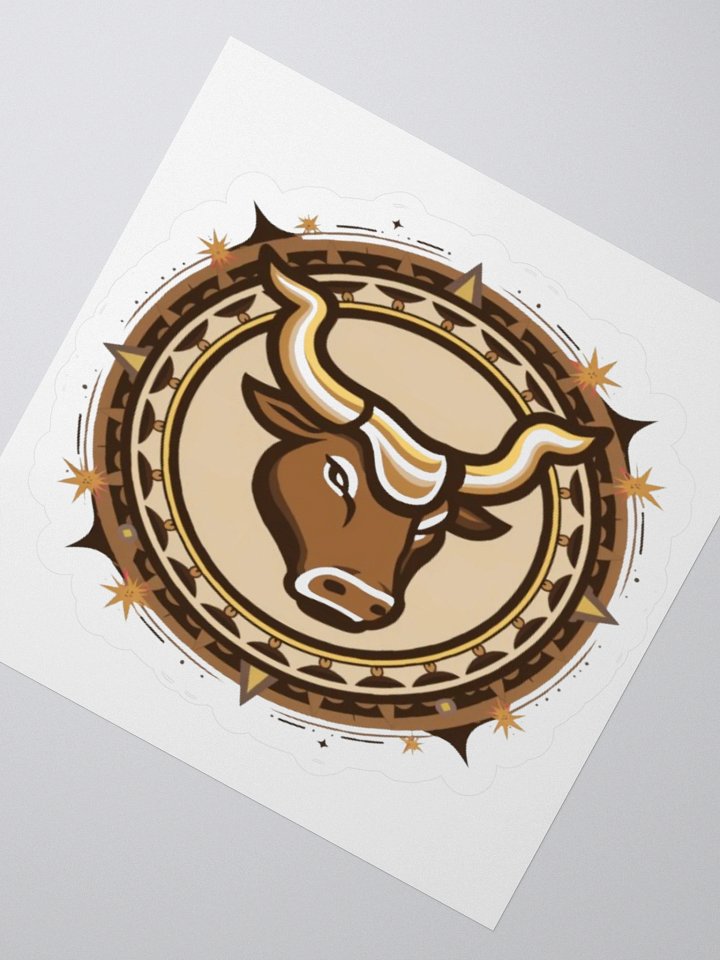 Taurus Zodiac Sticker - Bull with Celestial Border - Premium Vinyl product image (2)
