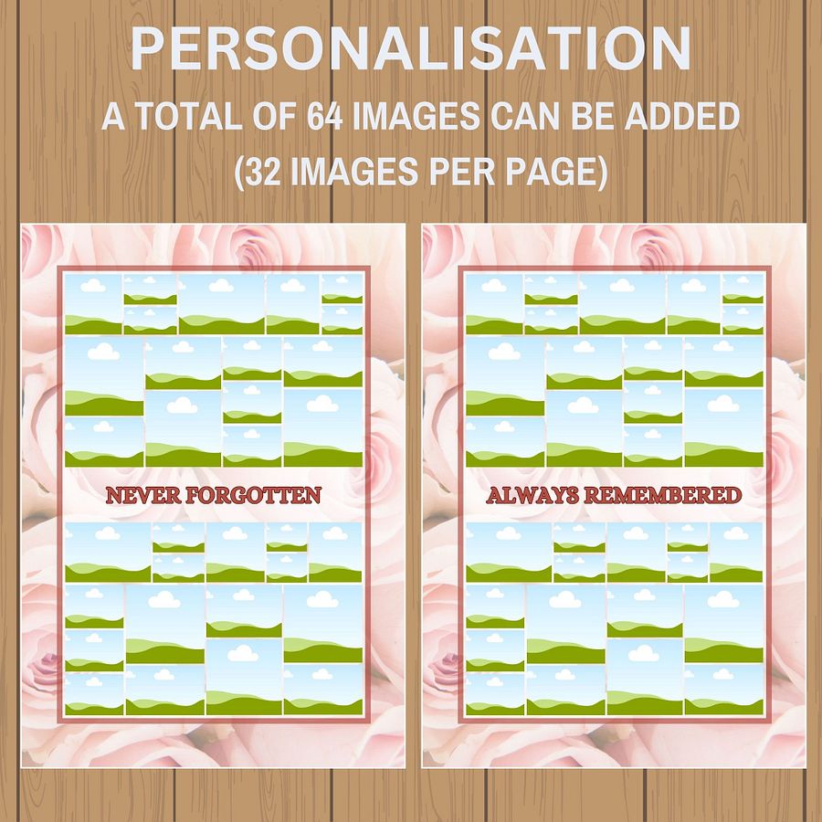 Pink Roses Funeral Photo Collage Sign Set Canva Template product image (7)
